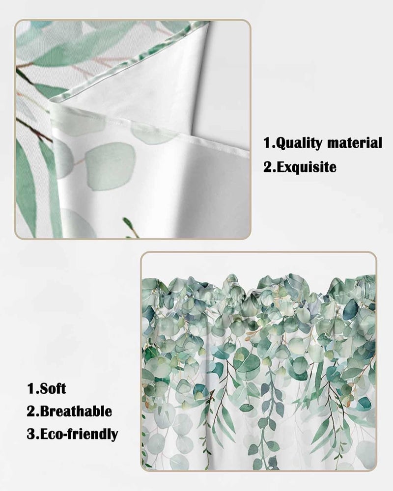 TweetyBed Swag Curtain Valances Sage Green Eucalyptus Short Swag Topper for Small Windows Watercolor Leaves Window Curtain Tiers for Kitchen Bedroom Living Room 56" W x 36" L - Image 5